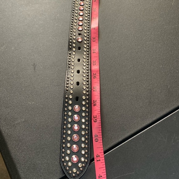Western black belt with clear and pink stones - Picture 7 of 10